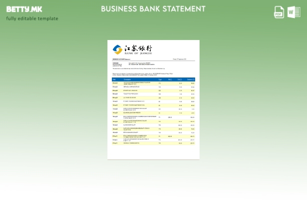 модерен стил Извод на корпоративна сметка на Банката на Џиангсу Word и PDF шабло